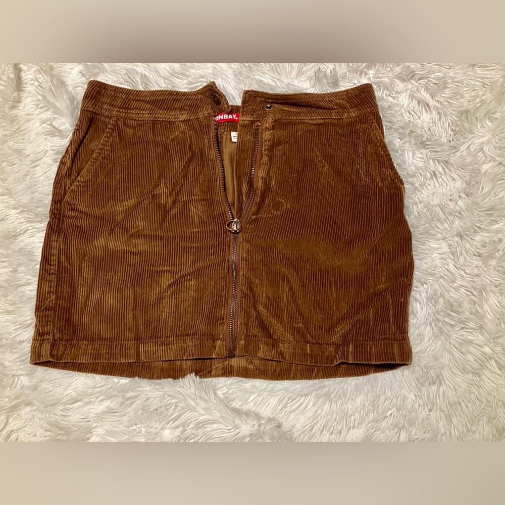 Size 3 Unionbay Brown Corduroy Zip-front Skirt